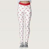 Leggings voor kerstfeestnamepatroon met snoepriet (Voorkant)