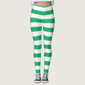 Leggings voor kerstgroen en witte brede streep (Voorkant)