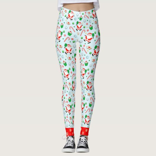 Leggings voor Kerstmis met Pickleball (Voorkant)