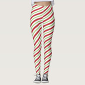 Leggings voor kerstsnoep met groene witte streep (Voorkant)