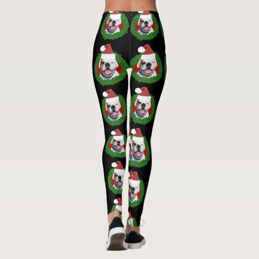 Leggings voor kerstwitte boxer-hondenkunst (Achterkant)