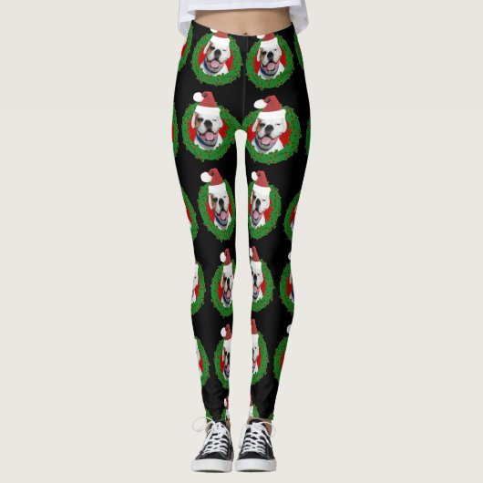Leggings voor kerstwitte boxer-hondenkunst (Voorkant)