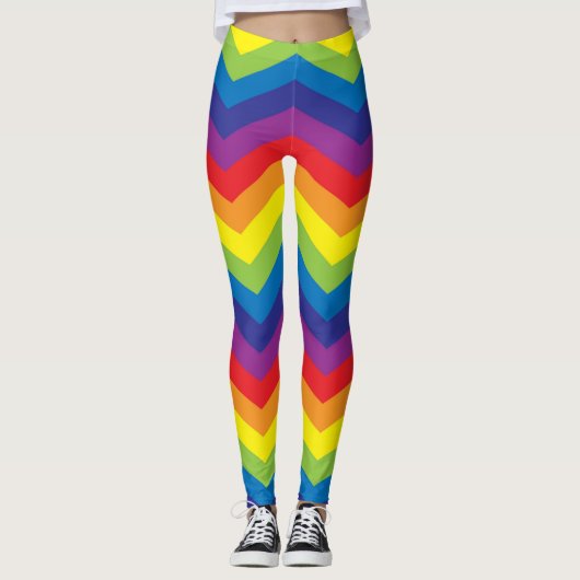 Leggings voor kleurrijke regenboog Chevron Zigzag (Voorkant)