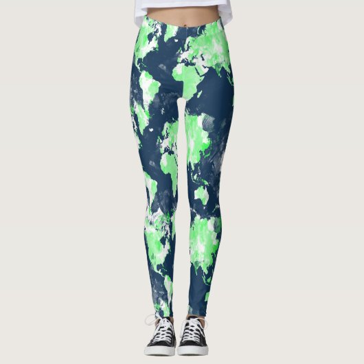 Leggings voor kleurrijke wereldkaart (Voorkant)