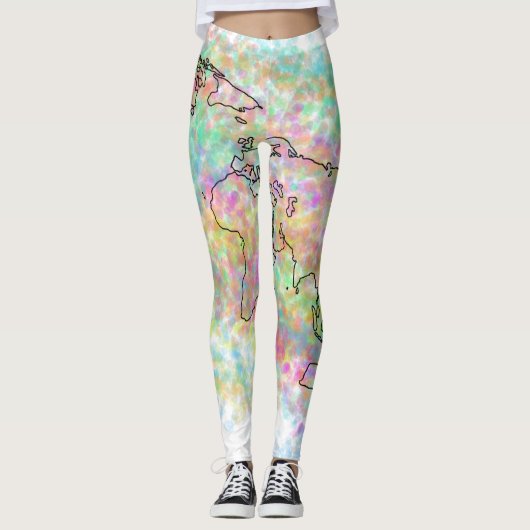 Leggings voor kleurrijke Wereldkaart (Voorkant)
