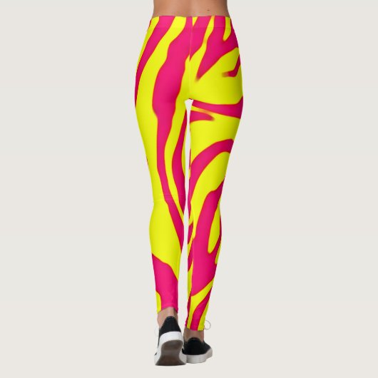 Leggings voor makreel met Zebra Stripes roze en ge (Achterkant)
