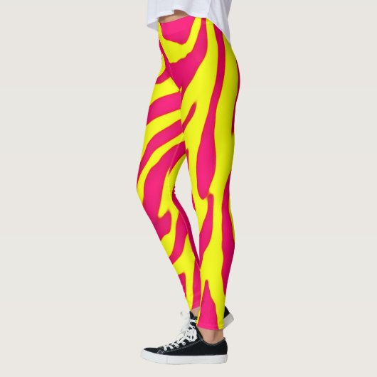 Leggings voor makreel met Zebra Stripes roze en ge (Links)