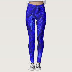 Leggings voor multiprintweergave met een blauwe fa