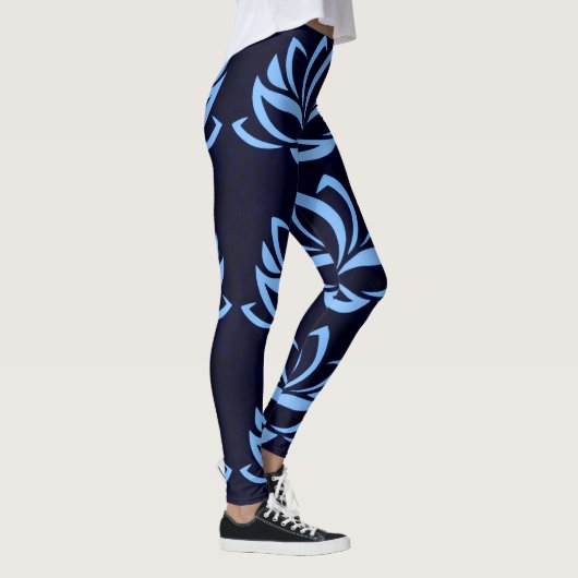 Leggings voor Navy en Light Blue Lotus Design (Rechts)