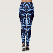 Leggings voor Navy en Light Blue Lotus Design (Achterkant)