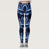 Leggings voor Navy en Light Blue Lotus Design (Voorkant)