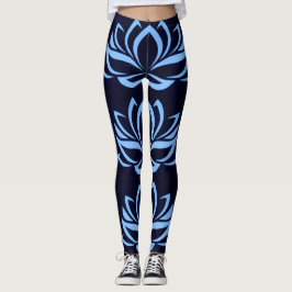 Leggings voor Navy en Light Blue Lotus Design