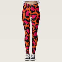 leggings voor Oranje en roze luipaard