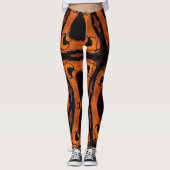 leggings voor Oranje en zwarte moderne geometrisch (Voorkant)