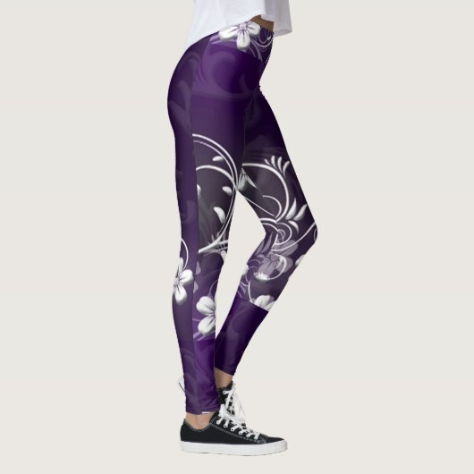 Leggings voor Paarse bloemdruk Waveline Design (Rechts)