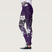 Leggings voor Paarse bloemdruk Waveline Design (Links)