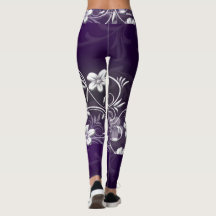 Leggings voor Paarse bloemdruk Waveline Design