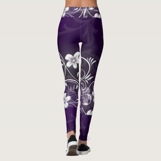 Leggings voor Paarse bloemdruk Waveline Design (Achterkant)
