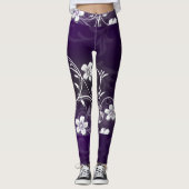Leggings voor Paarse bloemdruk Waveline Design (Voorkant)