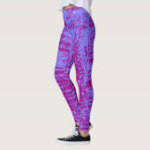 Leggings voor pruimen- en blauw grijze gestreepte  (Links)