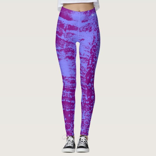 Leggings voor pruimen- en blauw grijze gestreepte  (Voorkant)