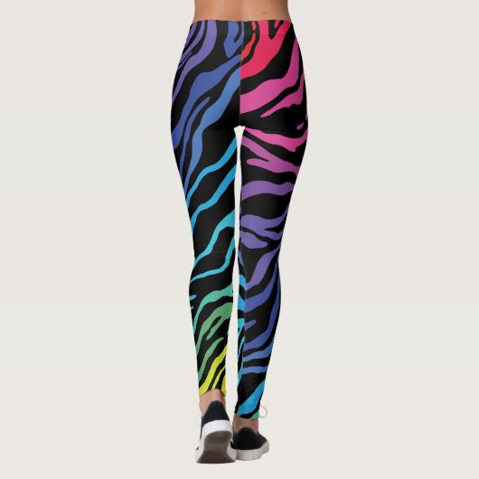 Leggings voor regenboogzebraafdruk (Achterkant)