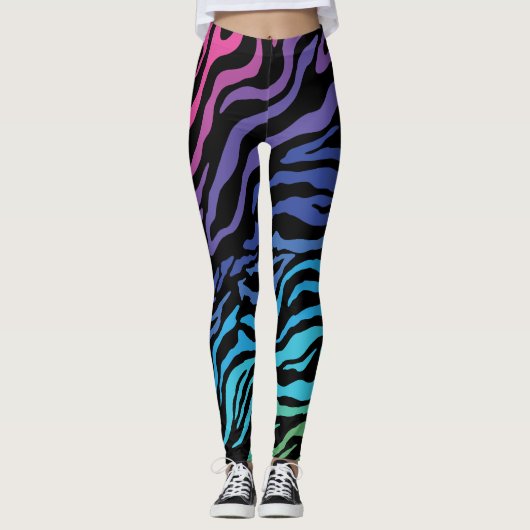 Leggings voor regenboogzebraafdruk (Voorkant)