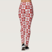 Leggings voor rode witte dambordsneeuwvlokken (Achterkant)