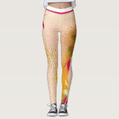 Leggings voor roze en gele veren (Voorkant)