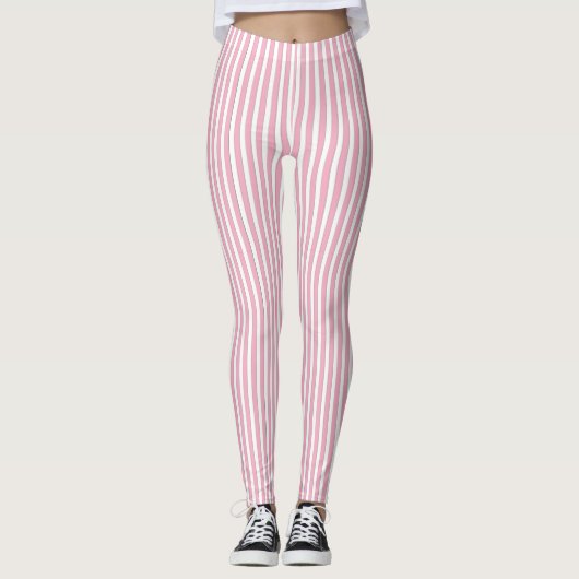 Leggings voor roze en witte tapepatroon (Voorkant)
