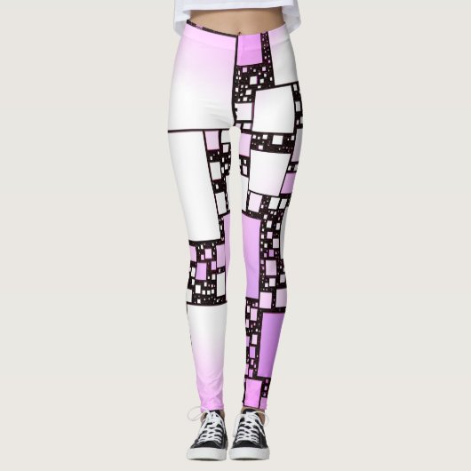 Leggings voor roze en witte vierkant dansen (Voorkant)