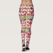 Leggings voor roze en zwarte Floral Aztec Pattern (Achterkant)