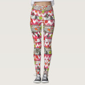 Leggings voor roze en zwarte Floral Aztec Pattern (Voorkant)