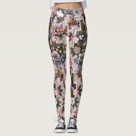 Leggings voor roze florale oefeningen