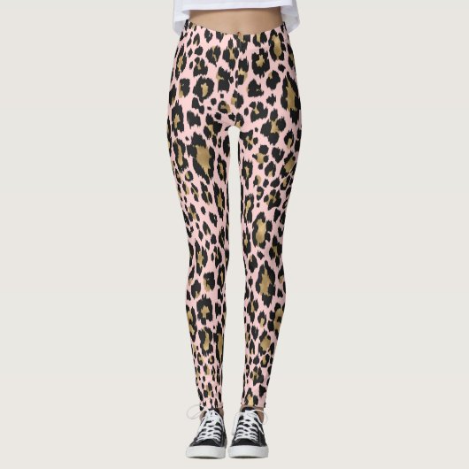 Leggings voor roze luipaard afdrukken (Voorkant)
