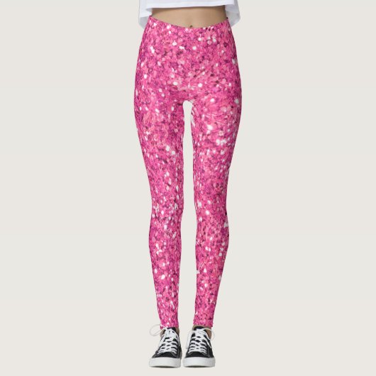 Leggings voor roze mousserende glitterpatronen (Voorkant)