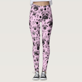Leggings voor roze pug afdrukken