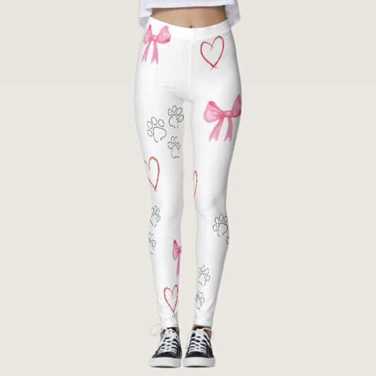 LEGGINGS VOOR SCHAKELAFDRUKKEN, HART EN BOWS (Voorkant)