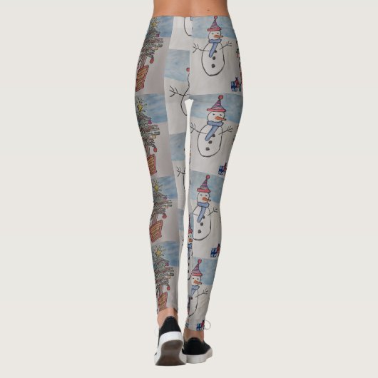 Leggings voor Sneeuwman en Kerstmis (Achterkant)