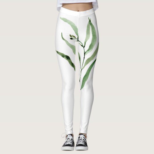 Leggings voor vrouwen met een eucalyptus (Voorkant)