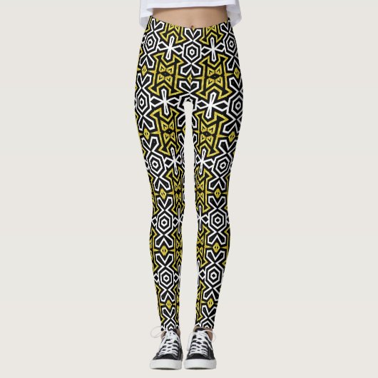 Leggings voor zwart en goudpatroonpatronen ★ Funky (Voorkant)