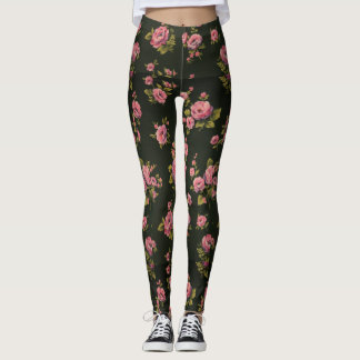Leggings voor zwart-Floral afdrukken