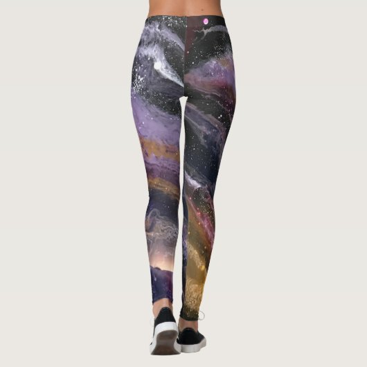 Leggings voor zwart, lavender en peach - "Galaxy" (Achterkant)