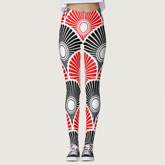Leggings voor zwart-wit en rood halfcirkelvormig g (Voorkant)