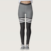 Leggings voor zwart-witstriped sport (Voorkant)