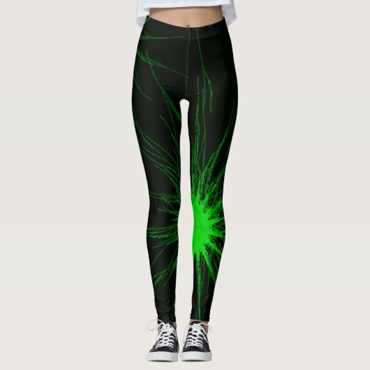 Leggings voor zwarte en groene Neon (Voorkant)