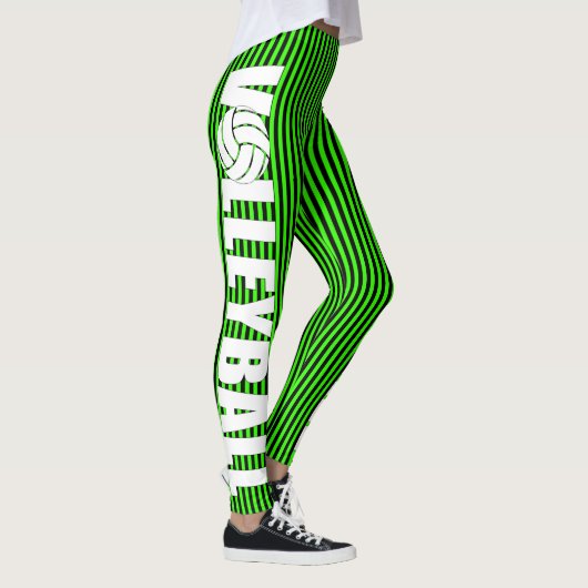 Leggings voor zwarte en Neon Green Striped Volleyb (Rechts)