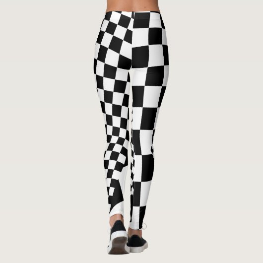 Leggings voor zwarte en witte checkboard (Achterkant)