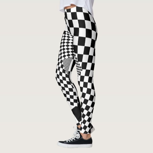 Leggings voor zwarte en witte checkboard (Links)