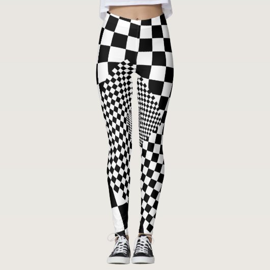 Leggings voor zwarte en witte checkboard (Voorkant)